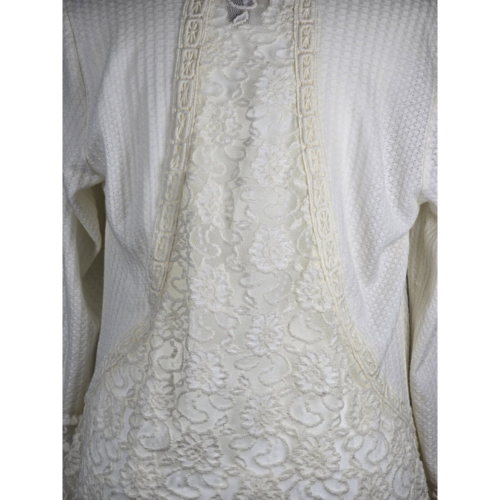 Knox Rose Womens S Sweater/Wrap Ivory Open Front Lace/Crochet Cottage Feminine - Picture 11 of 16
